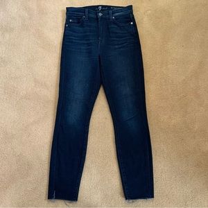 7 for All Mankind High Waist Skinny Ankle dark denim jeans